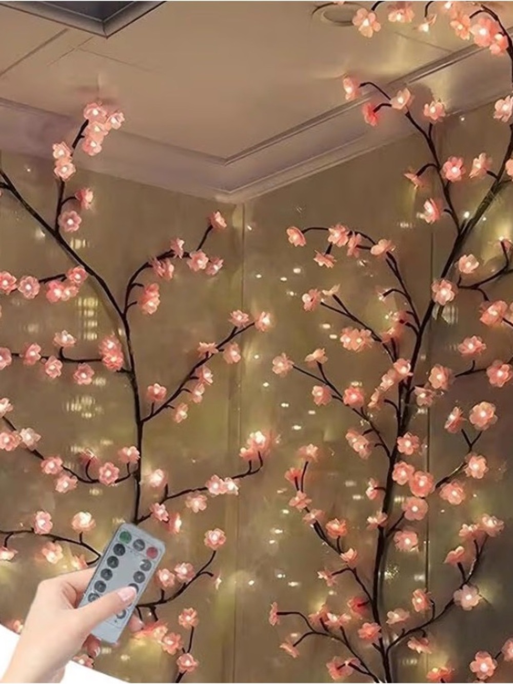 Amazon Pink LED Cherry Blossom String Lights with Remote